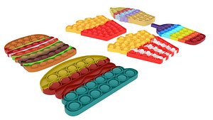 3D Fast Food Pop It Fidget Toys Set model