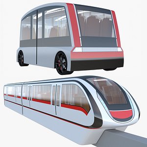 3D Shuttle bus and monorail train