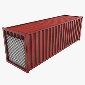 30ft Container With Roll-Up Door - Red 3D model