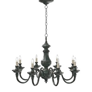 3D Late 20th Century Verdigris Finish Eight Arm Chandelier