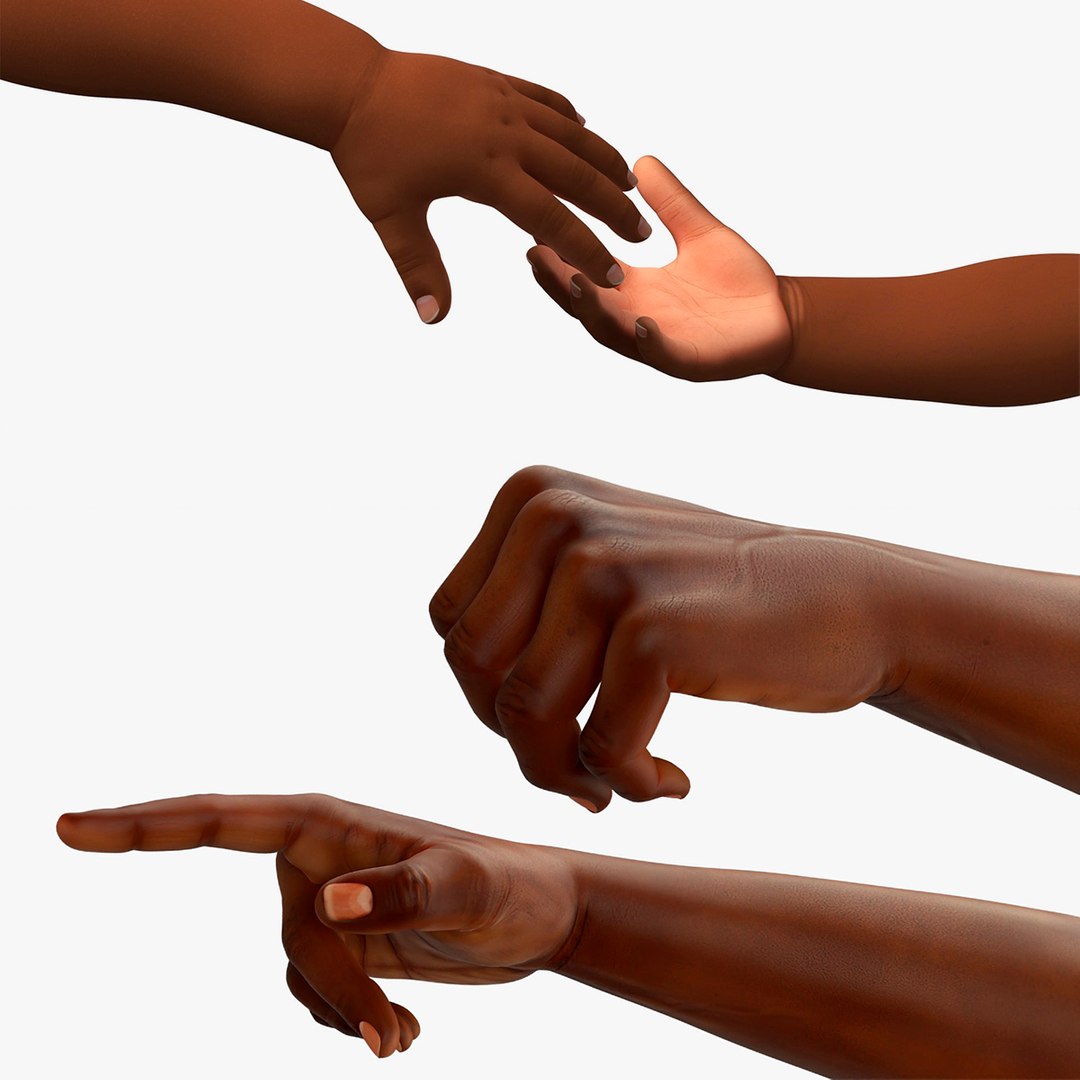 Afro American Man and Baby Hands Rigged for Cinema Collection 3D model preview