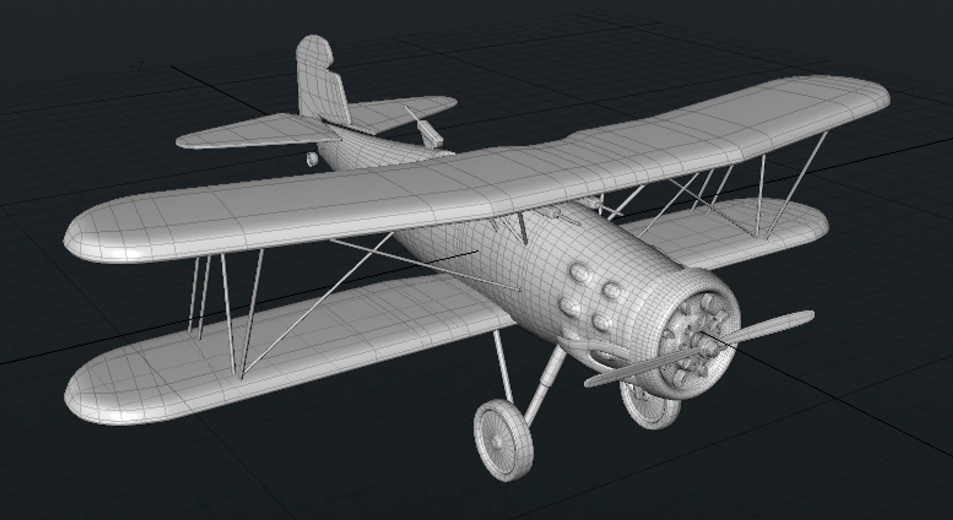 3d Curtis F8c-4 Biplane Model