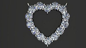diamond heart pendant necklace 3D model