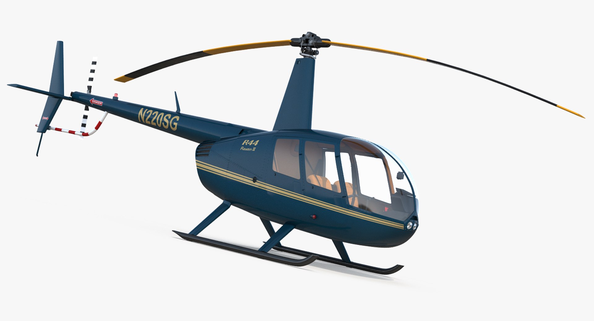 Light Helicopter Robinson R44 3D model preview