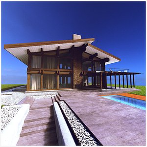 Modern fachwerk house 3D model