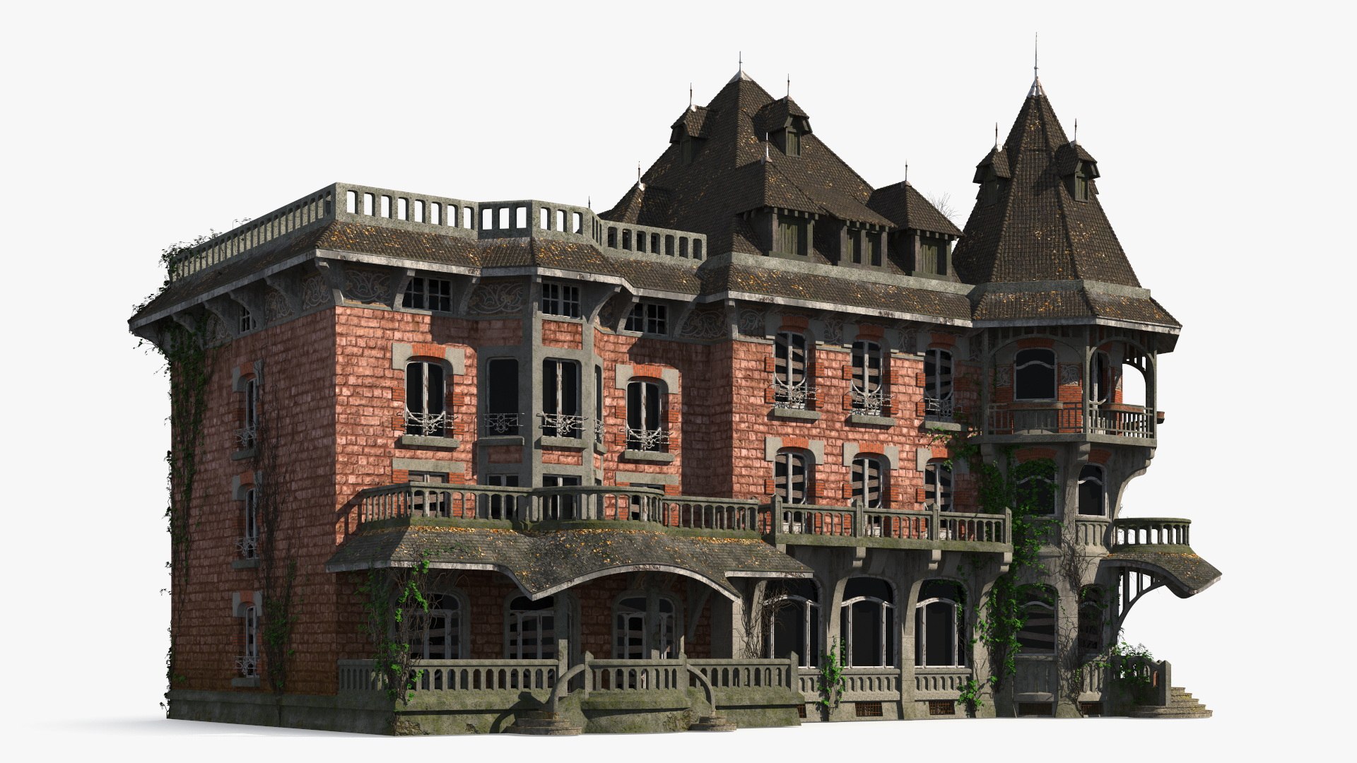 Spooky Old Mansion 3D model preview