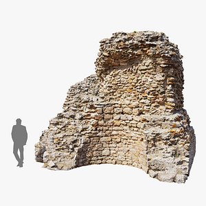 3D Castle Wall Ruin PBR Scan 01
