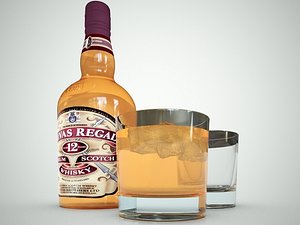 3d chivas regal whiskey bottle