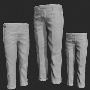 Formal trouser White pants casuals office Pants 3D