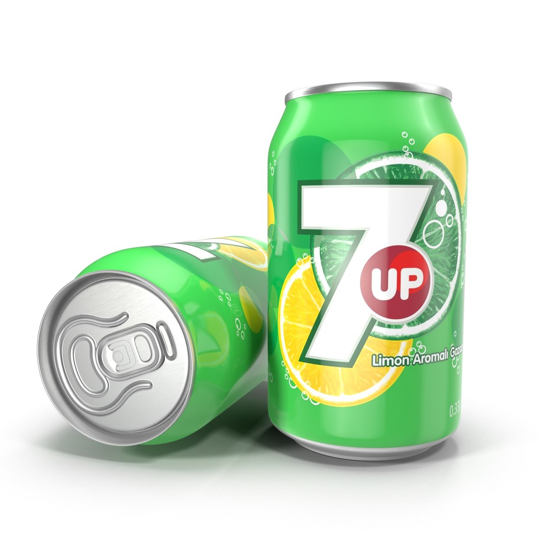 Aluminum Can 0.33 L 7up 3D Model preview