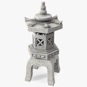3D Pagoda Lantern Garden Statue White for 3D Print