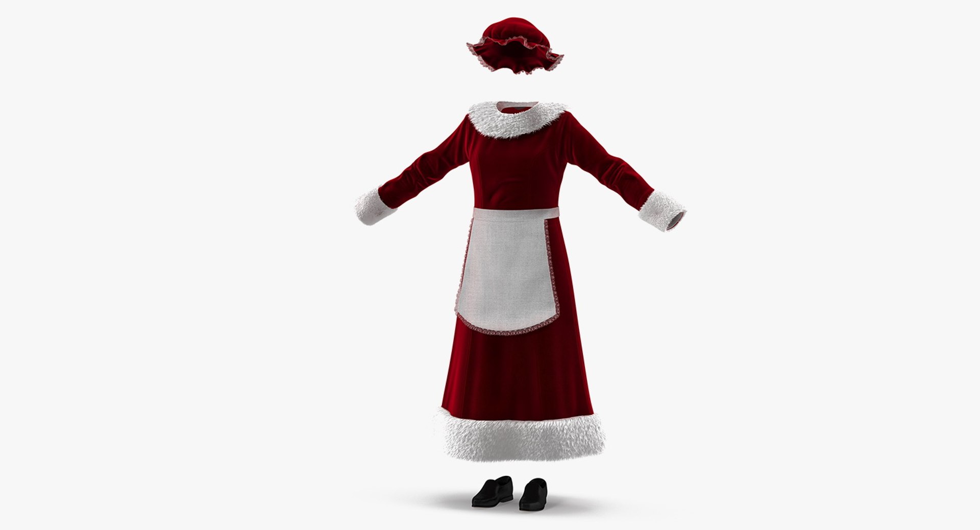 Mrs Claus Costume 3D model preview
