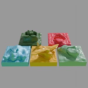 Set of Tiles With Characters and an Airplane model