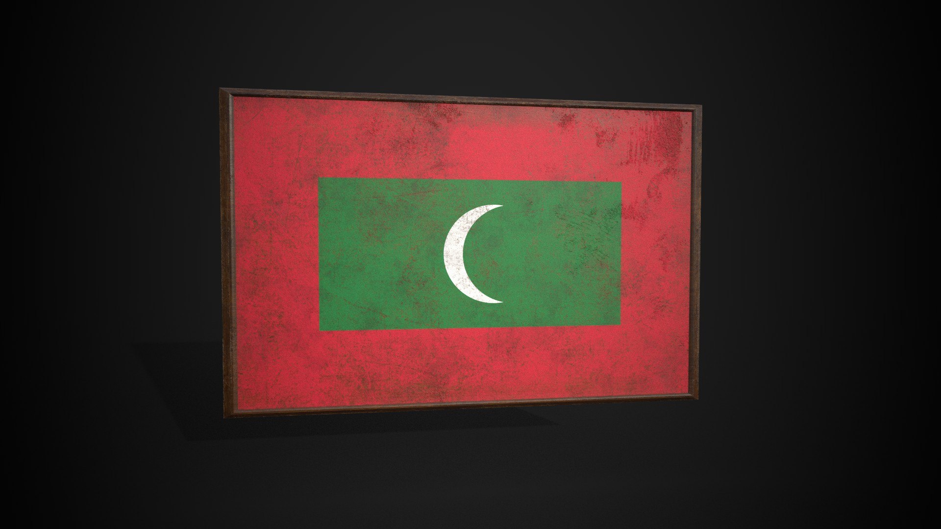 Old Picture Frame With Maldives Flag - Game Ready PBR Low-poly 3D Model ...