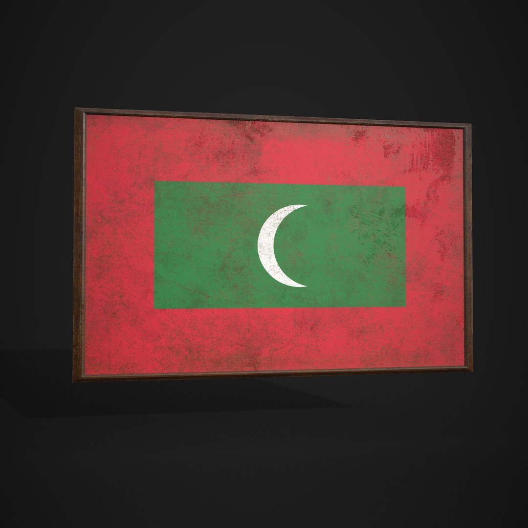 Old Picture Frame With Maldives Flag - Game Ready PBR Low-poly 3D Model ...