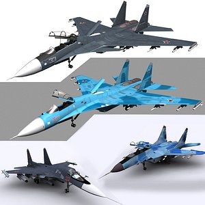 3D Russian Fighters  Su-27 Su-30sm Mig-35