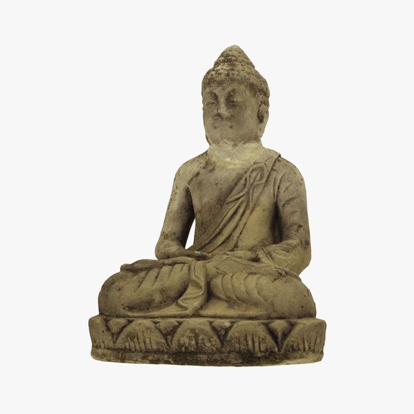 3D Meditating Buddha Concrete Garden Statue - Real-Time Scanned