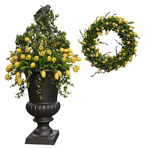 vase tulips wreath model