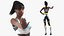Dark Skin Fitness Woman Rigged for Cinema 4D