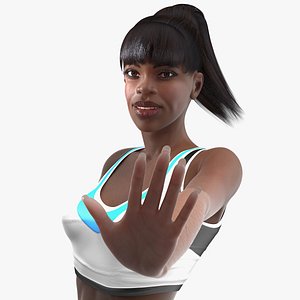 dark skin fitness woman rigged 3D model