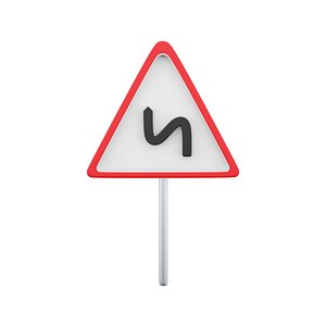 3d road sign left reverse bend  icon model