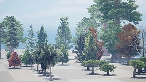 3D Rigged low poly trees pack