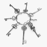Historical Keys Ring Silver