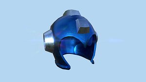 3D Megaman Helmet 02 Blue Metal - Character Design Fashion model