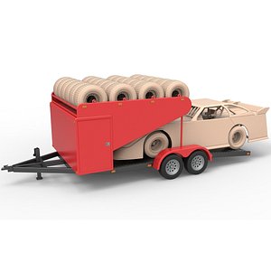 3D model Diecast Vintage Open Trailer for Race Car Scale 1 to 25