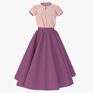 Skirt with blouse obj model
