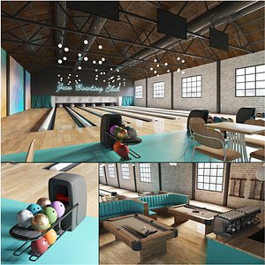 3D Bowling Alley Interior