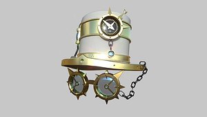 3D Steampunk Hat 02 White Gold - SciFi Character Design model