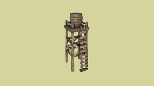 3D western water tower wooden