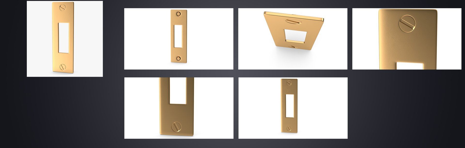 Golden DoorKnob Lock Key Latch Hinge Collection V01 3D model https://p.turbosquid.com/ts-thumb/1k/YMI9Pm/WE/doorstrikeplategoldenv02_render_color/jpg/1624899445/1920x1080/fit_q87/0668de0d191ce24d722832b58735d7c640aada54/doorstrikeplategoldenv02_render_color.jpg