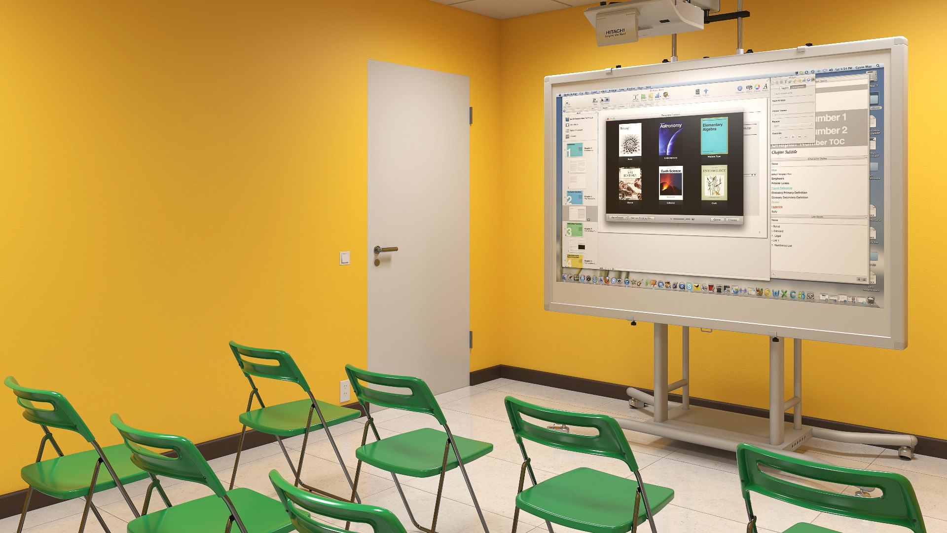 Classroom Interior With Projector And Chairs 3D Model - TurboSquid 2302490