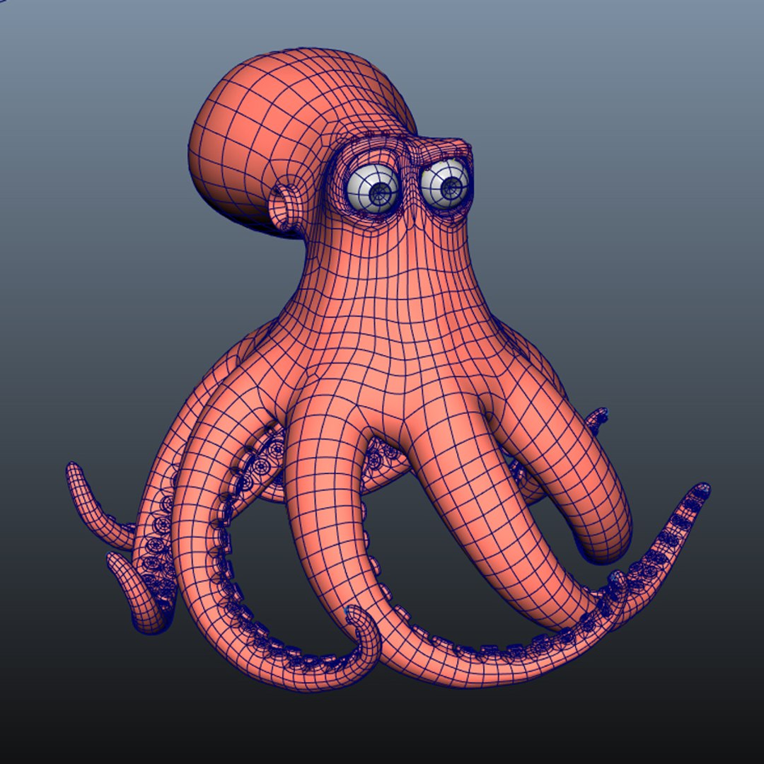 Rigged Cartoon Octopus 3d Model
