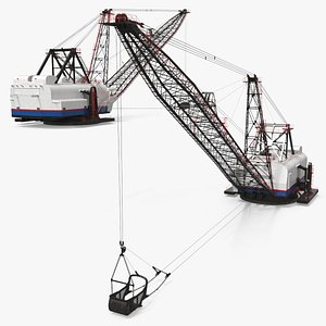 Mining Dragline With Long Boom White Rigged for Maya