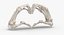 Real Human Hand Bones White Heart Sign