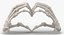 Real Human Hand Bones White Heart Sign