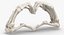 Real Human Hand Bones White Heart Sign