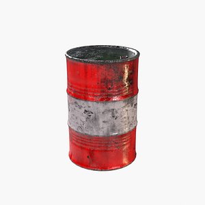 Weathered Red Oil Barrel - PBR 3D Model