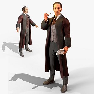 3D Sherlock Holmes 01 - Victorian Gentleman - Body and Face Rigged model