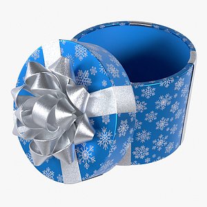 Gift Box Cylinder Open Blue 3D model
