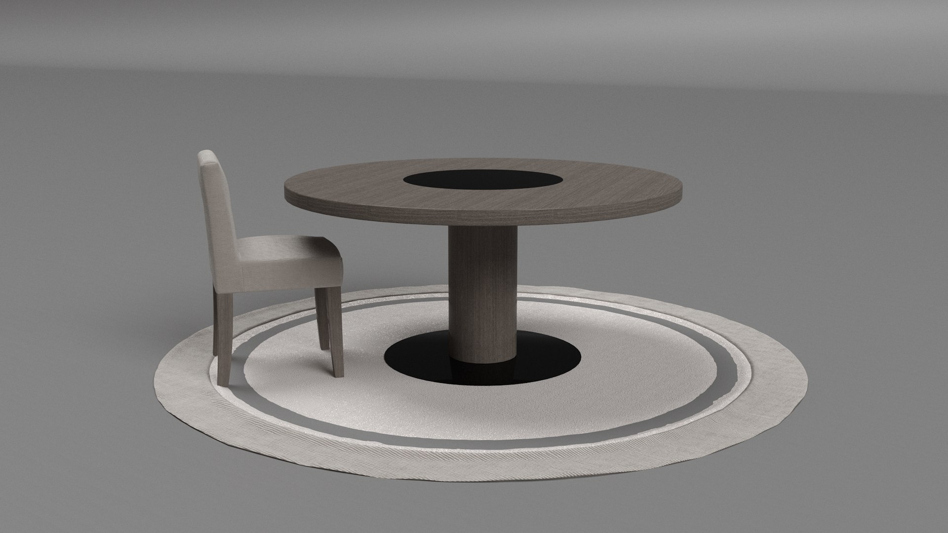 3D Model Modern Round Dining Table Set With Chair And Rug - TurboSquid ...