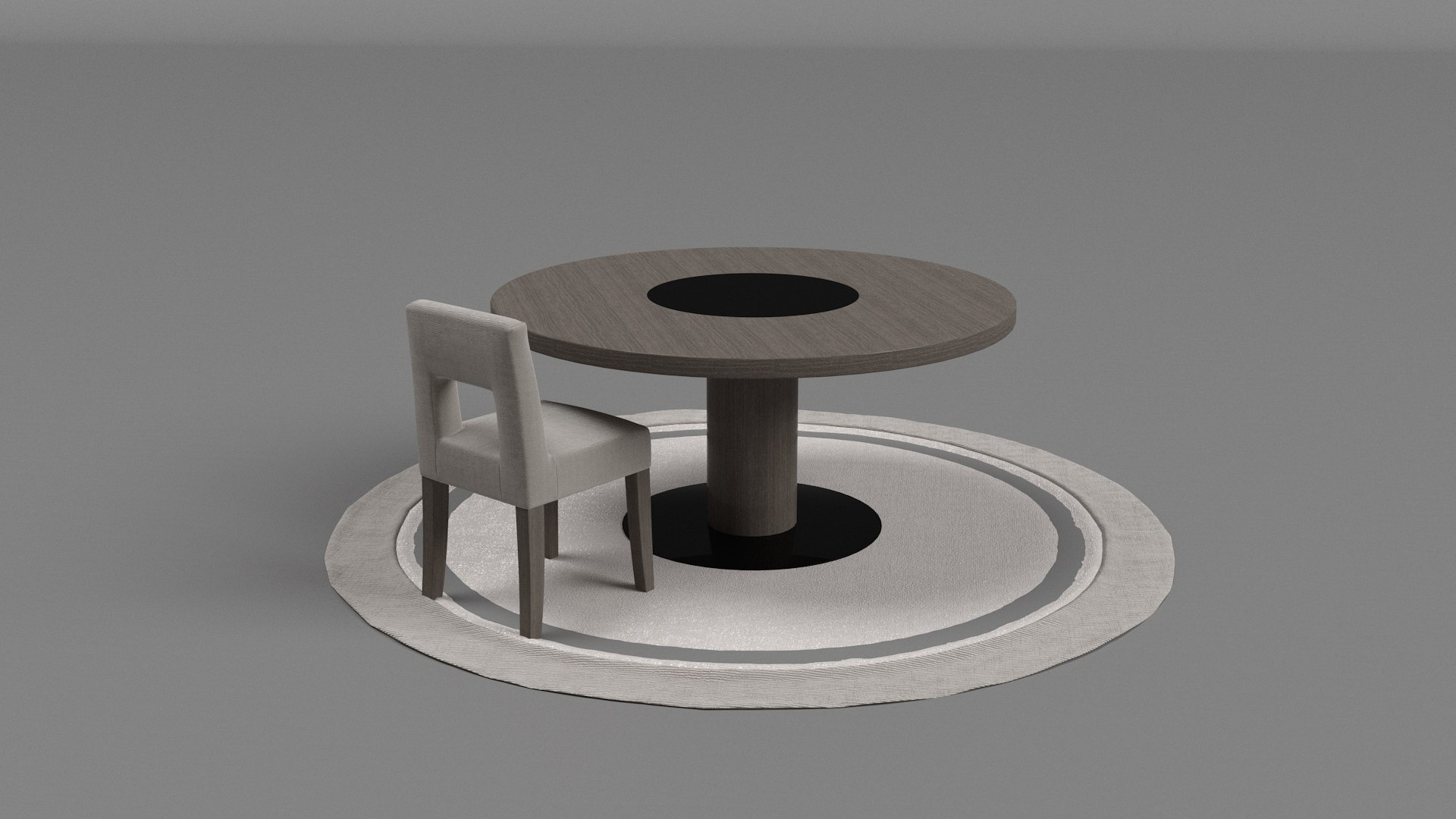 3D Model Modern Round Dining Table Set With Chair And Rug - TurboSquid ...