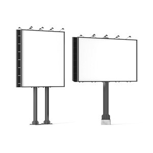 Advertising Street Billboard 2 Type - outdoor rectangular square banner 3D model