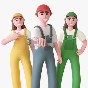 3D Workers - Rigged Characters 12 Animations