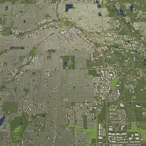 Denver USA in 20 km x 20 km - city and urban