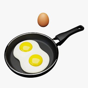 Emoji Egg and Frying Egg 001 3D model