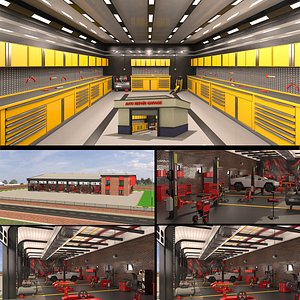 Auto Repair Garage Building Collections 3D model